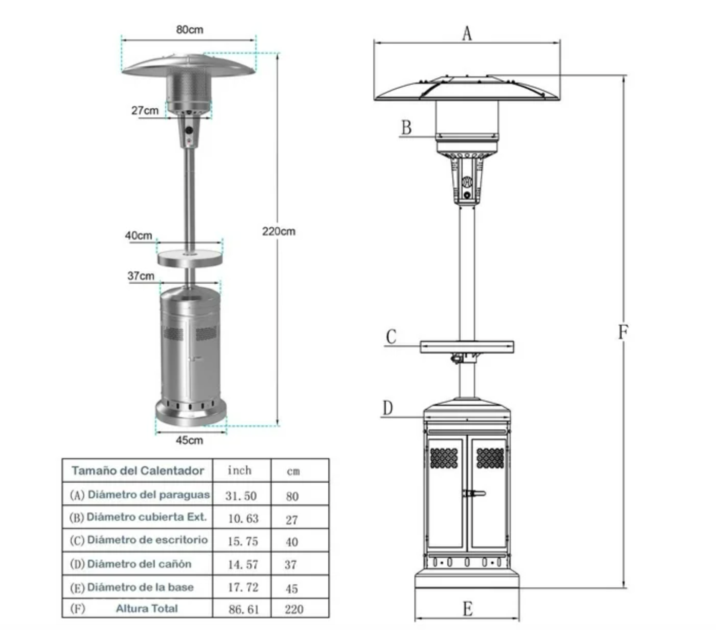 Calefactor de Patio Member's Mark con Mesa LED Calentador