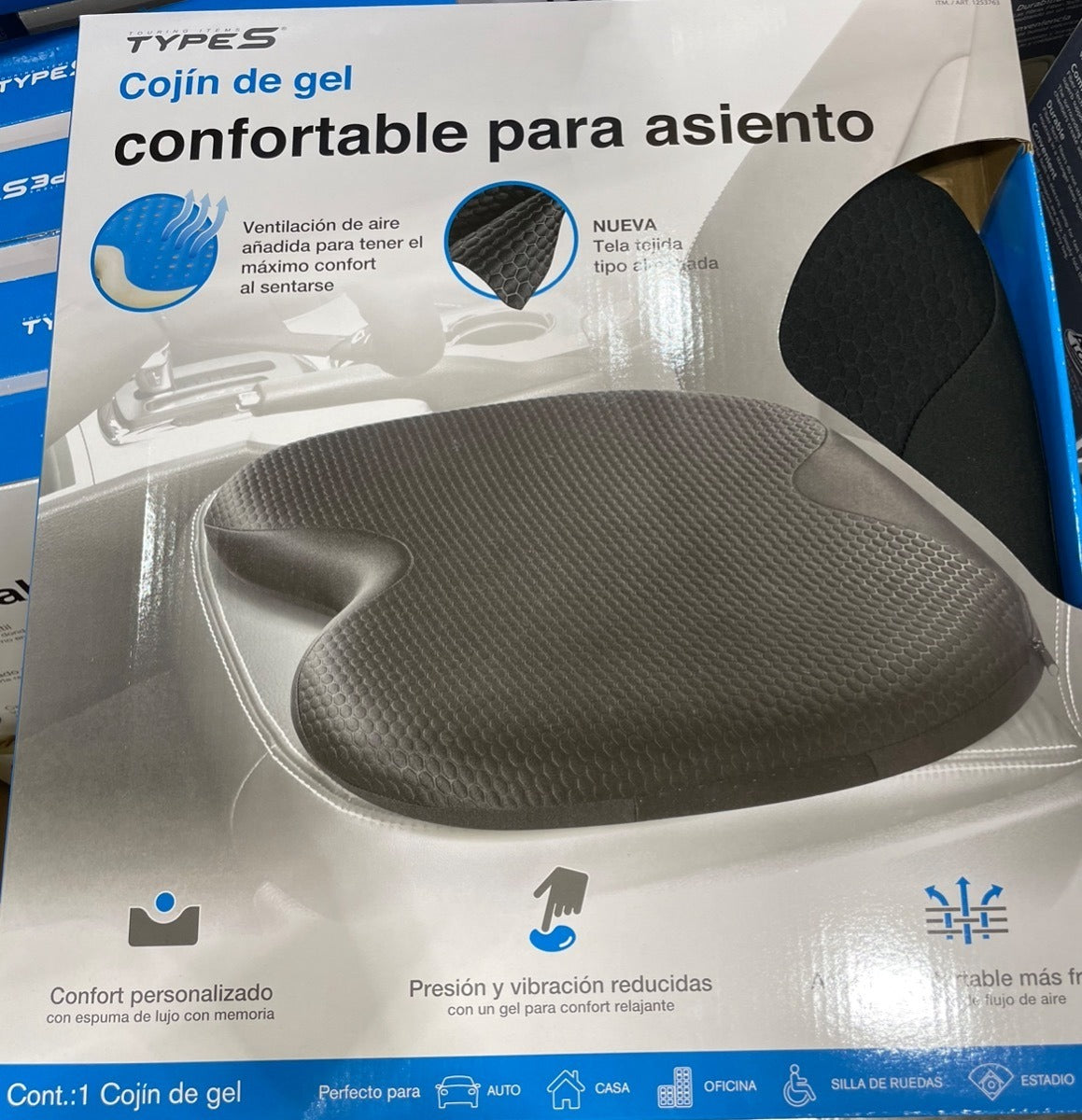 Cojín Para Asiento Type S, De Gel Con Espuma Y Memoria