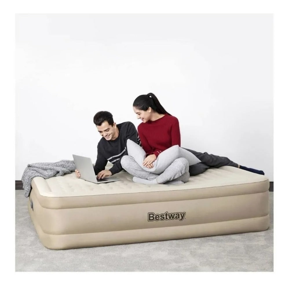Colchón Cama Inflable Queen Size Con Bomba Eléctrica Bestway