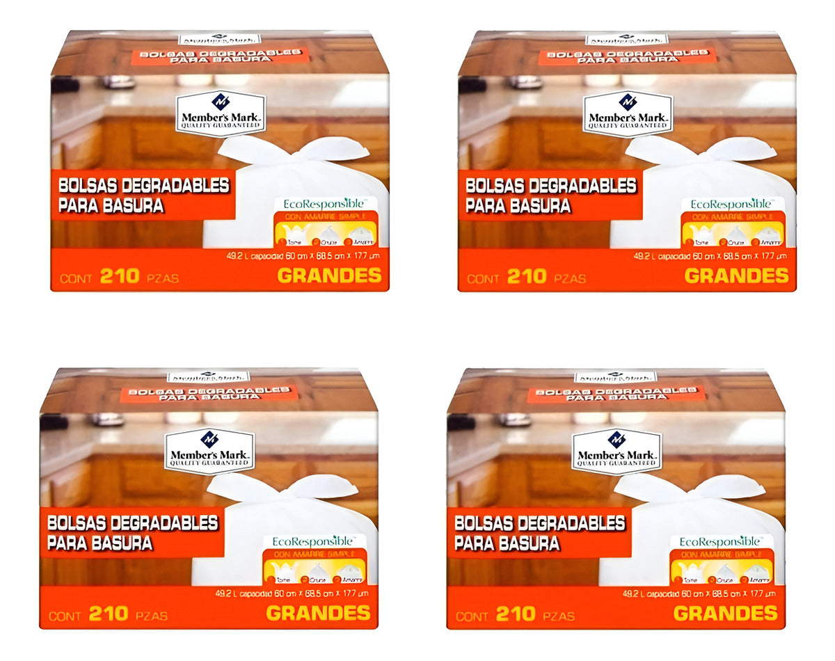 4 Pack Bolsas De Basura Grandes Member´s Mark (840 Bolsas)
