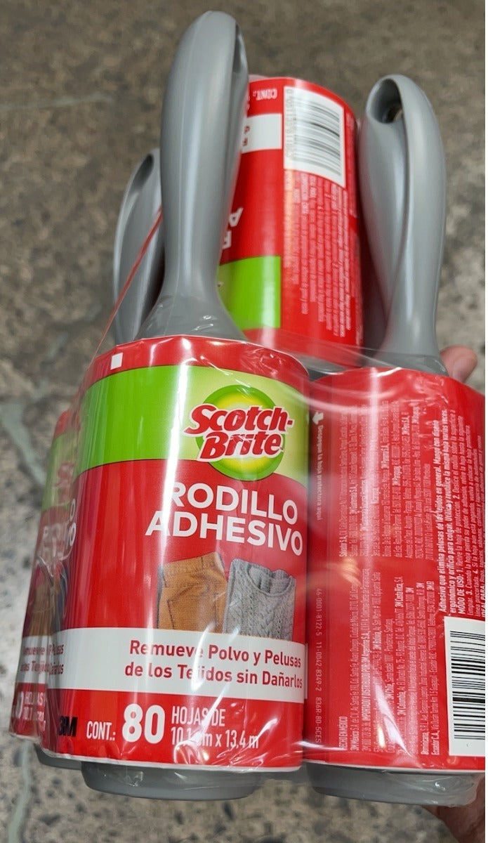 12  Pack De 5 Quita Pelusa Rodillos Scotch Brite 80 Hojas