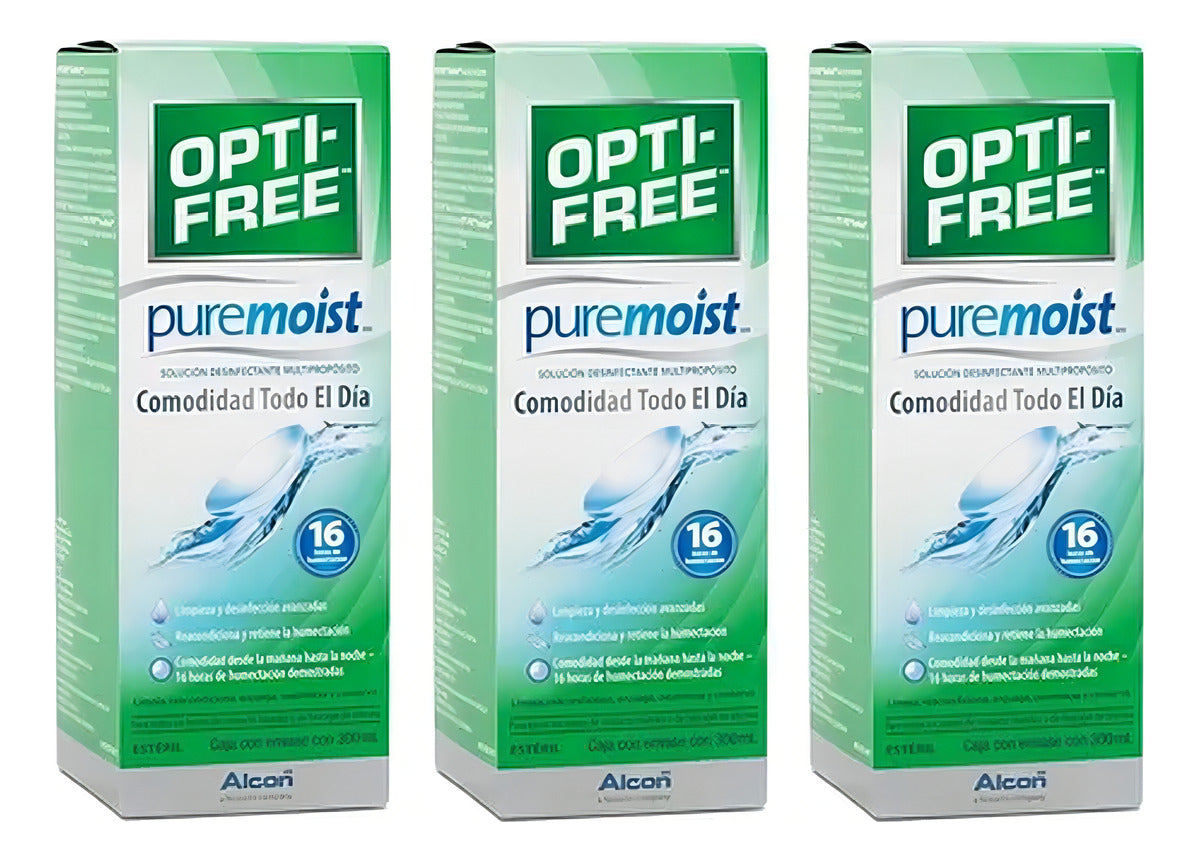3 Pack Solución Lentes De Contacto Optifree Pure Moist 300ml