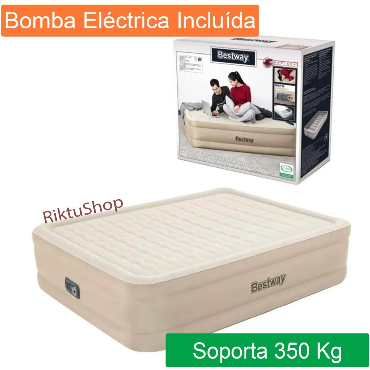 Colchón Cama Inflable Queen Size Con Bomba Eléctrica Bestway