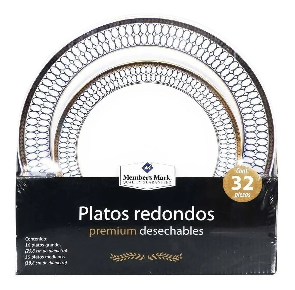 Platos Premium Desechables Member's Mark De 32 Pzas