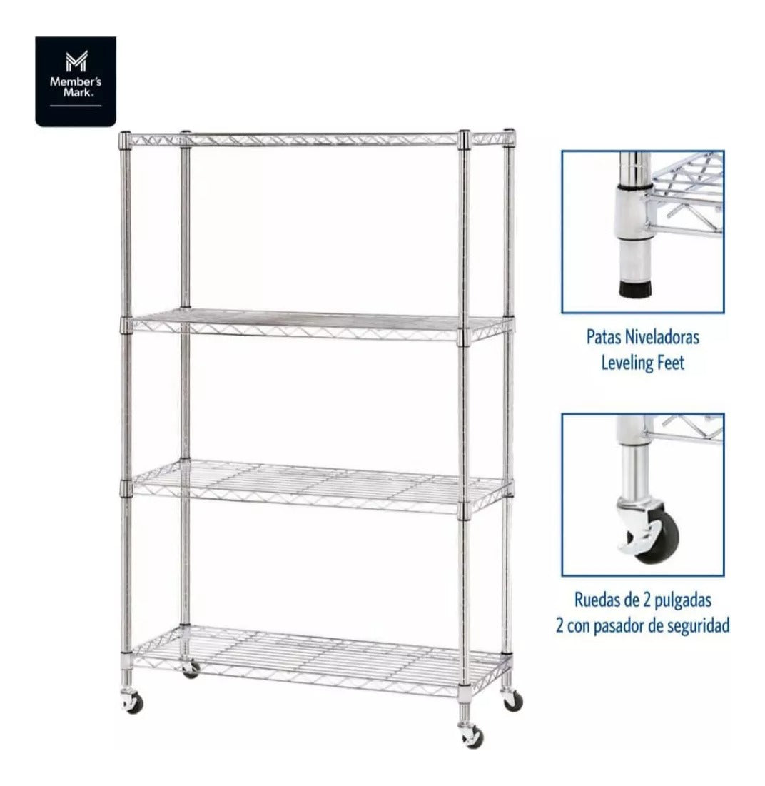 Rack Estante Anaquel Cromado 4 Niveles Acero Inoxidable