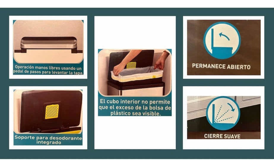 Bote Para Basura Acero Inoxidable Basurero 47 Litros Pedal