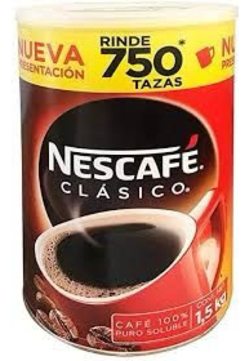 Cafe Solube Nescafe Clasico Cafe 100% Puro  1.5 Kg 750 Taza