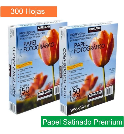 2 Pack Papel Fotográfico (total: 300 Hojas T Carta) Kirkland