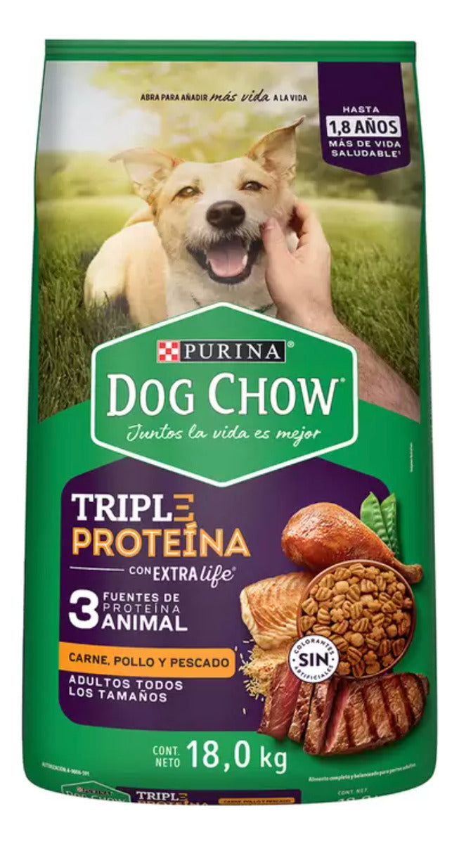 Croqueta Dog Chow Perro Triple Proteina Nutriplus 18 Kg