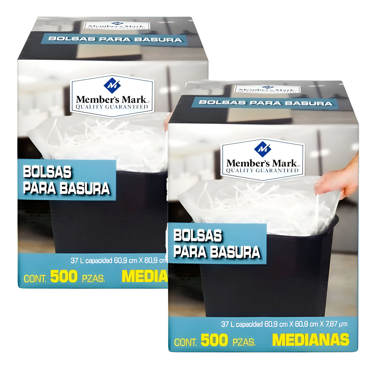 2 Pack Bolsas De Basura Med.  (1000) Bolsas 37l Members Mark
