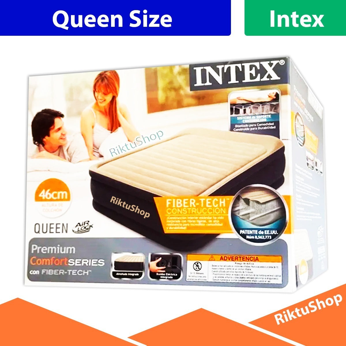 Cama Colchón Inflable Queen Size Con Bomba Eléctrica Incluid