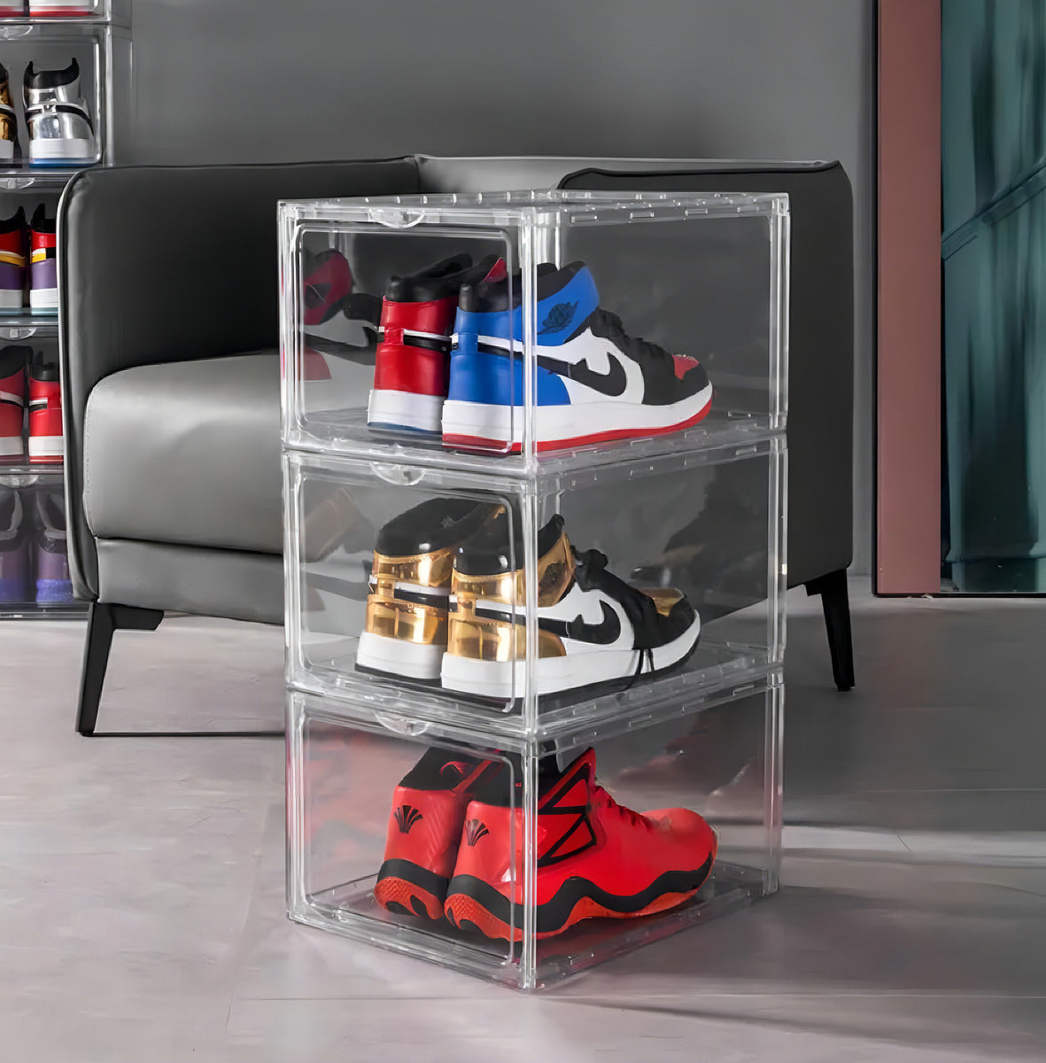 Cajas Zapatos Tenis Apilable Premium Transparente 8 Pzs