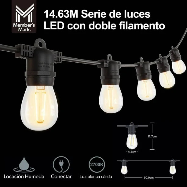 Serie Luces Led Estilo Vintage Member's Mark Con 24 Focos
