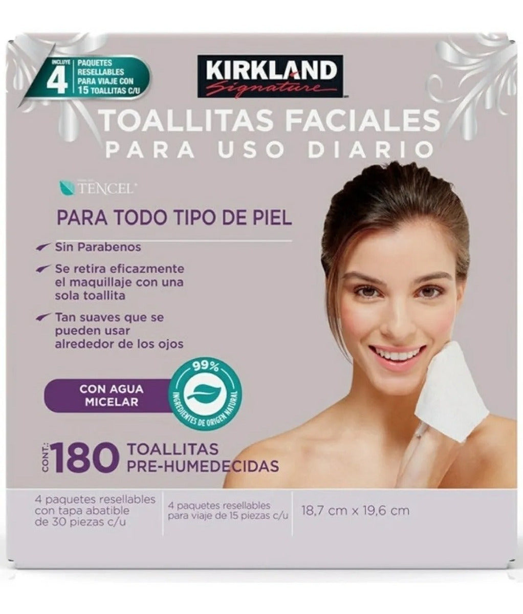Toallitas Faciales Kirkland Desmaquillantes 180 Piezas