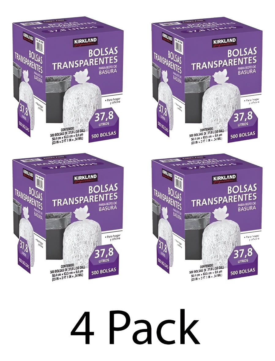 4 Pack 500 Bolsas Plástico Basura  37 L Kirkland (4 Cajas)