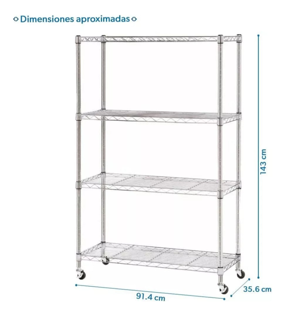 Rack Estante Anaquel Cromado 4 Niveles Acero Inoxidable