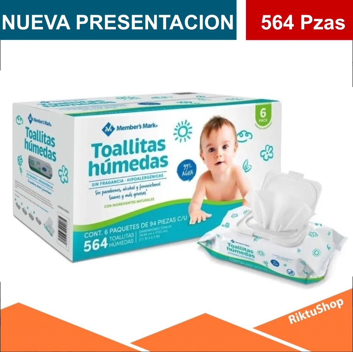 Toallitas Húmedas Member's Mark 6 Paquetes De 100 Pzas