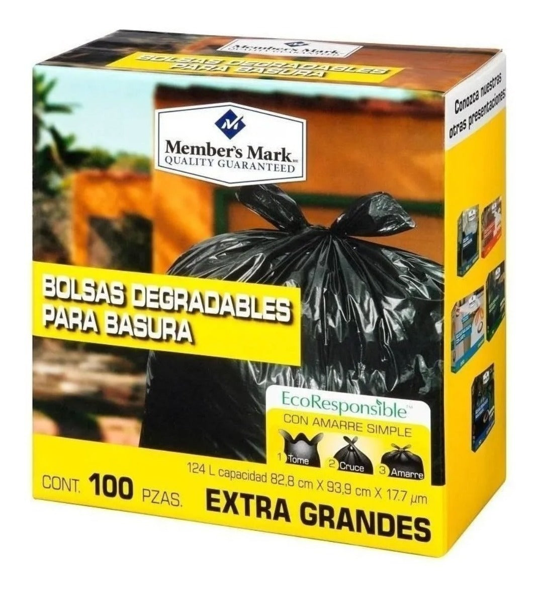 4 Pack Bolsas De Basura Extra Grande Members Mark 400 Bolsas