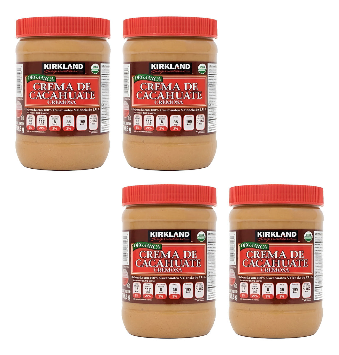 4 Pack Crema De Cacahuate Orgánica Kirkland 4 De 793g