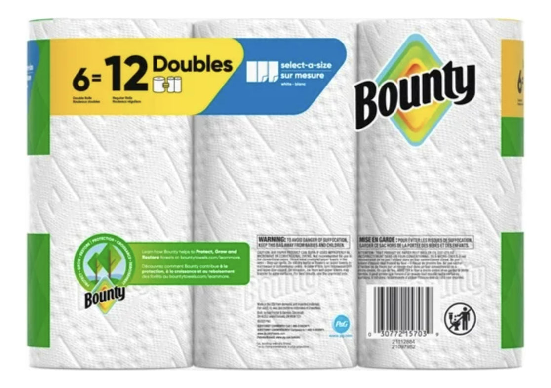Toalla De Papel Bounty 6 Rollos Dobles Servitoallas Cocina