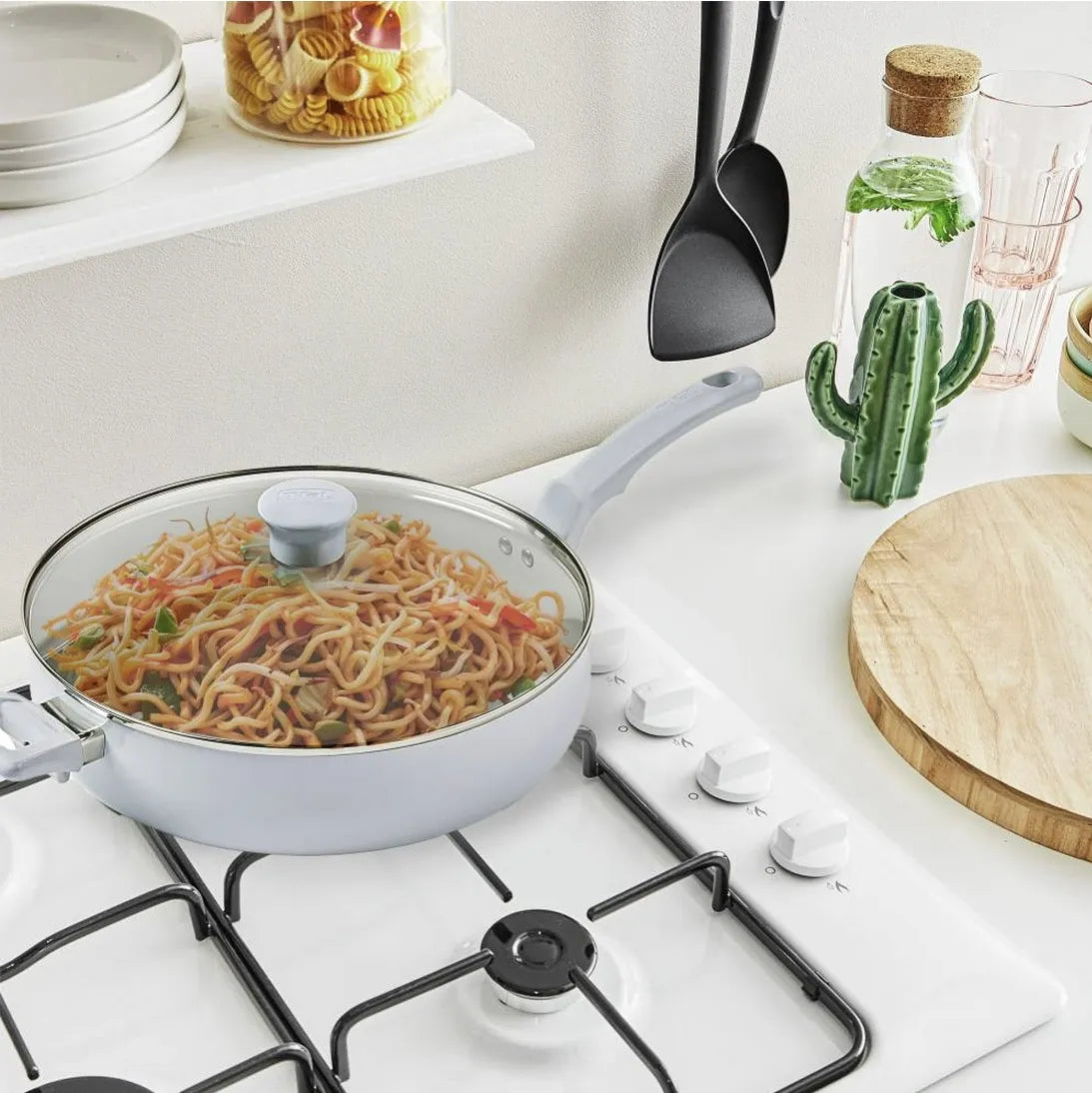 Sartén Jumbo Cooker T-fal Ceramic Refresh 30 Cm Con Tapa