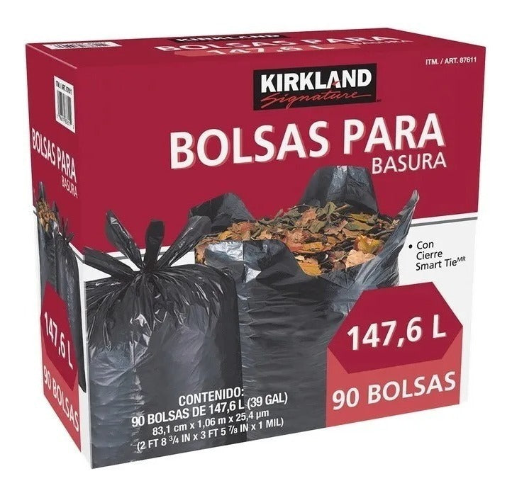 4 Pack  Bolsas Para Basura Kirkland 147 L  90 Pz (4 Cajas)
