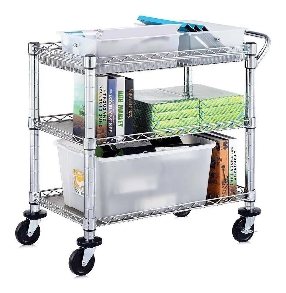 Carrito Multiusos Acero Cromado Llantas