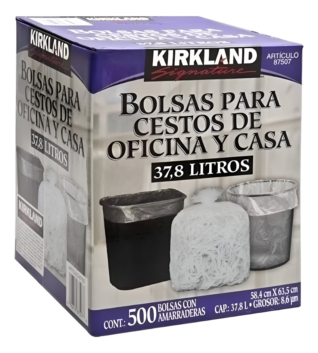 500 Bolsas Plástico Basura Cestos Oficina Casa 37lt Kirkland
