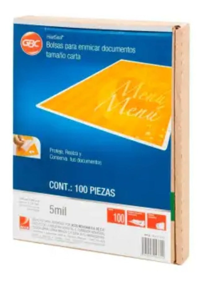 Micas Gbc Para Enmicar Carta 5 Mil 100 Piezas Semi Rígida
