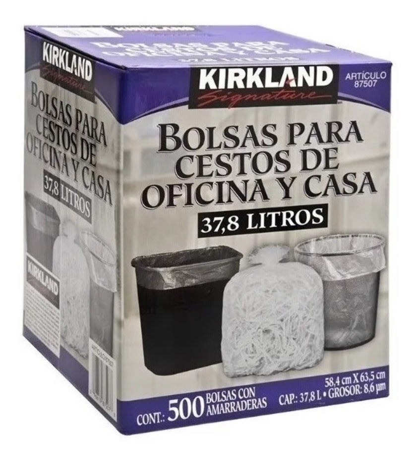 2 Pack 500 Bolsas Plástico Basura  37 L Kirkland (2 Cajas)