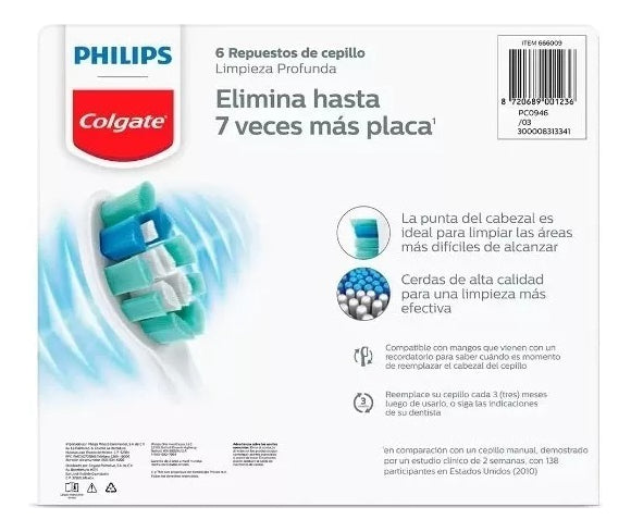 Philips Colgate 6 Cabezales De Repuesto Cepillo De Dientes