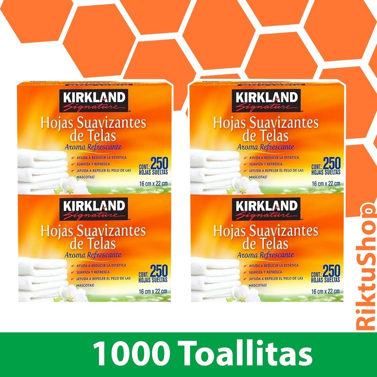 1000 Piezas Hojas Suavizantes De Telas Secadora Kirkland