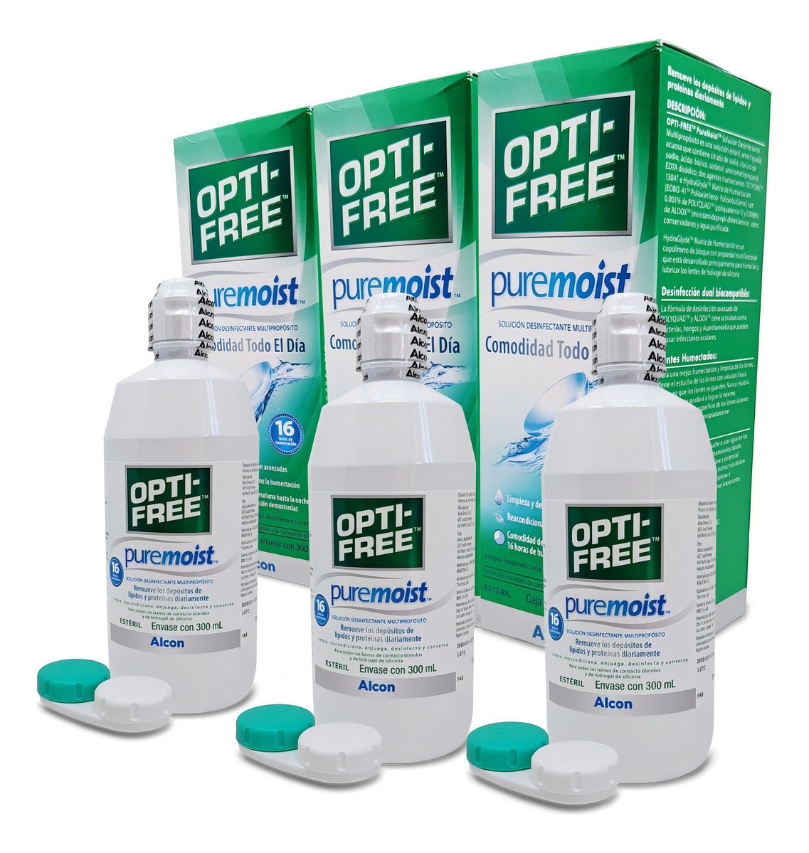 3 Pack Solución Lentes De Contacto Optifree Pure Moist 300ml